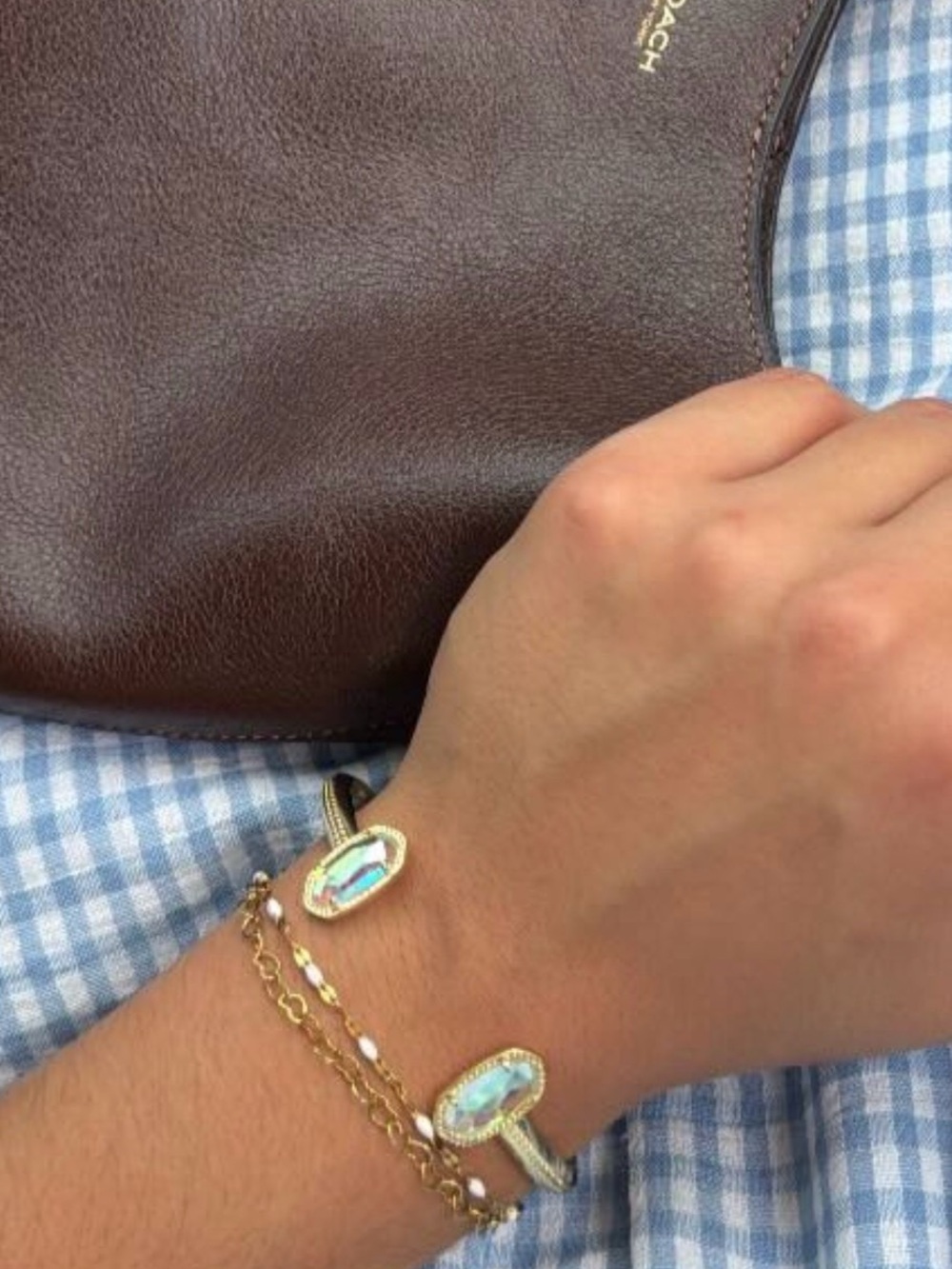 Kendra Scott Gold Iridescent Opal Double-Station Bracelet
